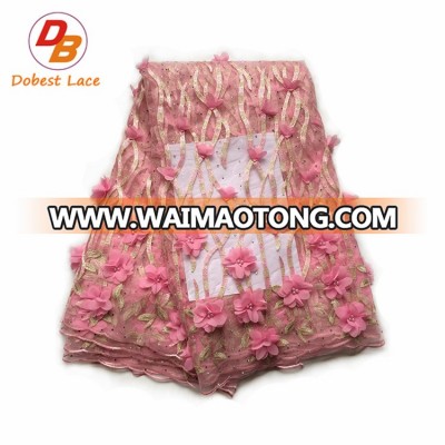 New style wholesale spanish 3d flower fabric net lace