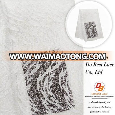 Hot Selling!!!DB16087 White African Lace Embroidery Fabric For Wedding Dress